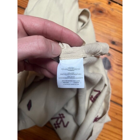 Madewell Women Shirt Small Silk Red Embroidered Aztec Print Tassel Poms Top - Picture 11 of 16